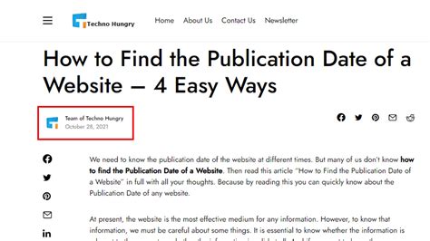 how to find publishing date of website